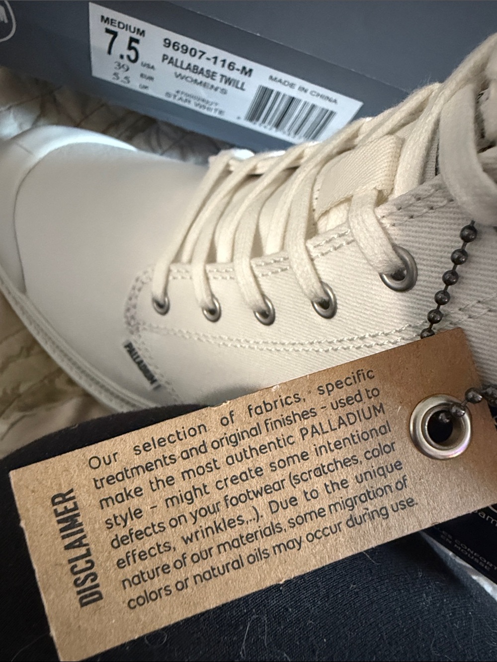 Palladium White Canvas Lug-Sole Lace-Up Boots - Picture 10 of 13